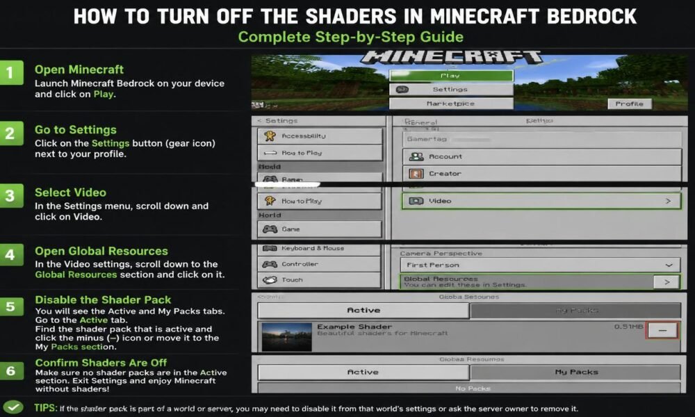 how do i turn off the shaders in minecraft bedrock