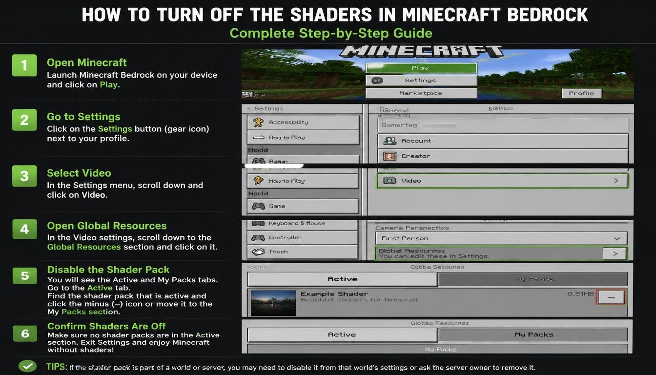 how do i turn off the shaders in minecraft bedrock