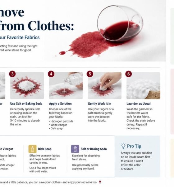 how to remove red wine from clothes