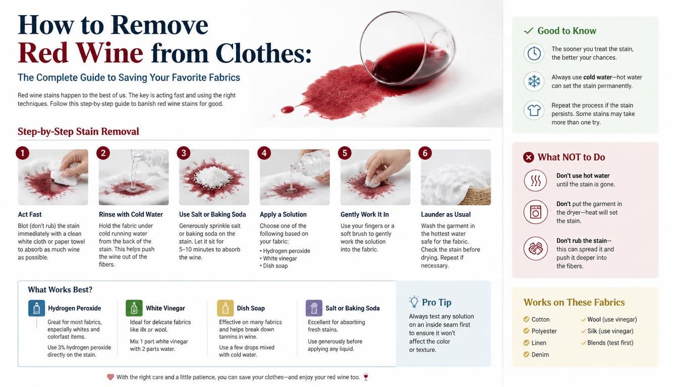 how to remove red wine from clothes