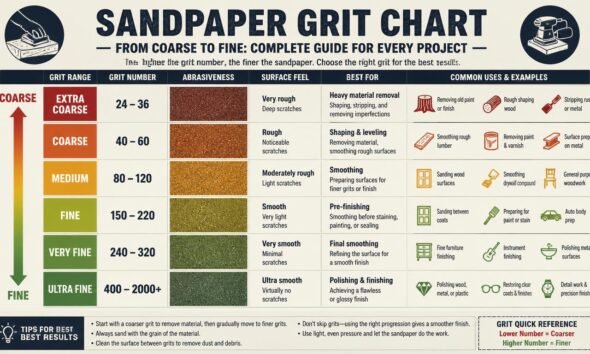 sandpaper grit chart from coarse to fine